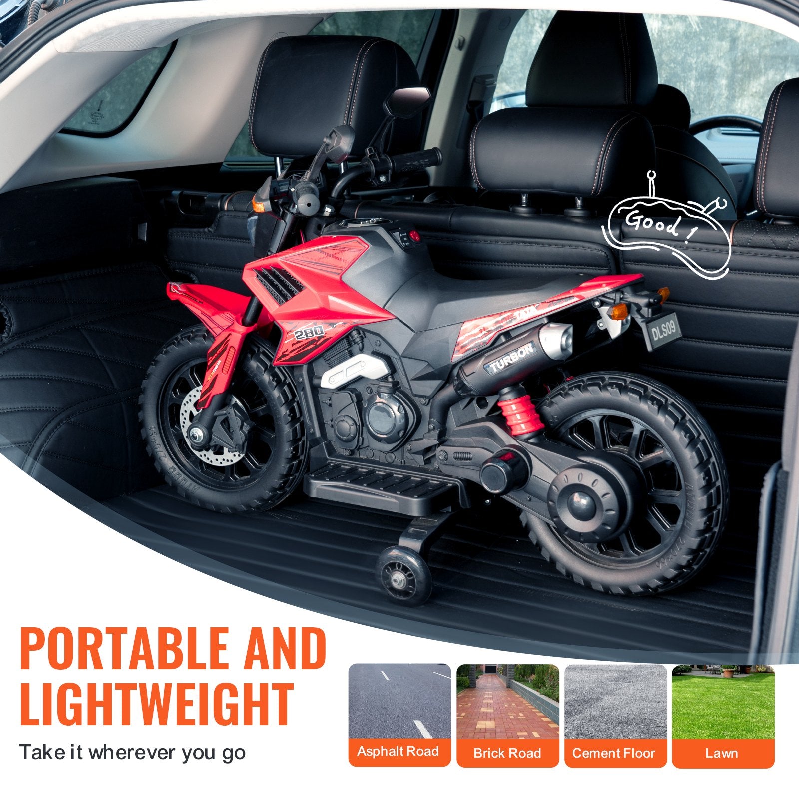 Kids 12V Electric Motorcycle with Detachable Training Wheels, LED Headlights, Music & Bluetooth - Perfect Gift for Boys & Girls Ages 3-4