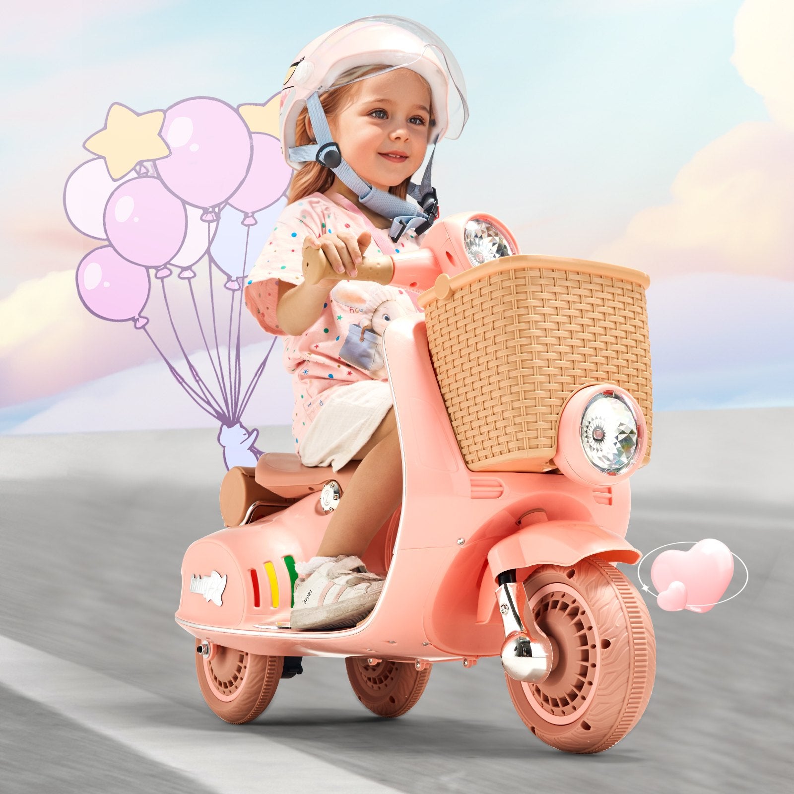 6V Battery Powered Kids Ride On Motorcycle Trike, 3-Wheel Electric Toy with Headlight, Music, Bluetooth, for Boys & Girls Ages 3-4, Perfect Gift