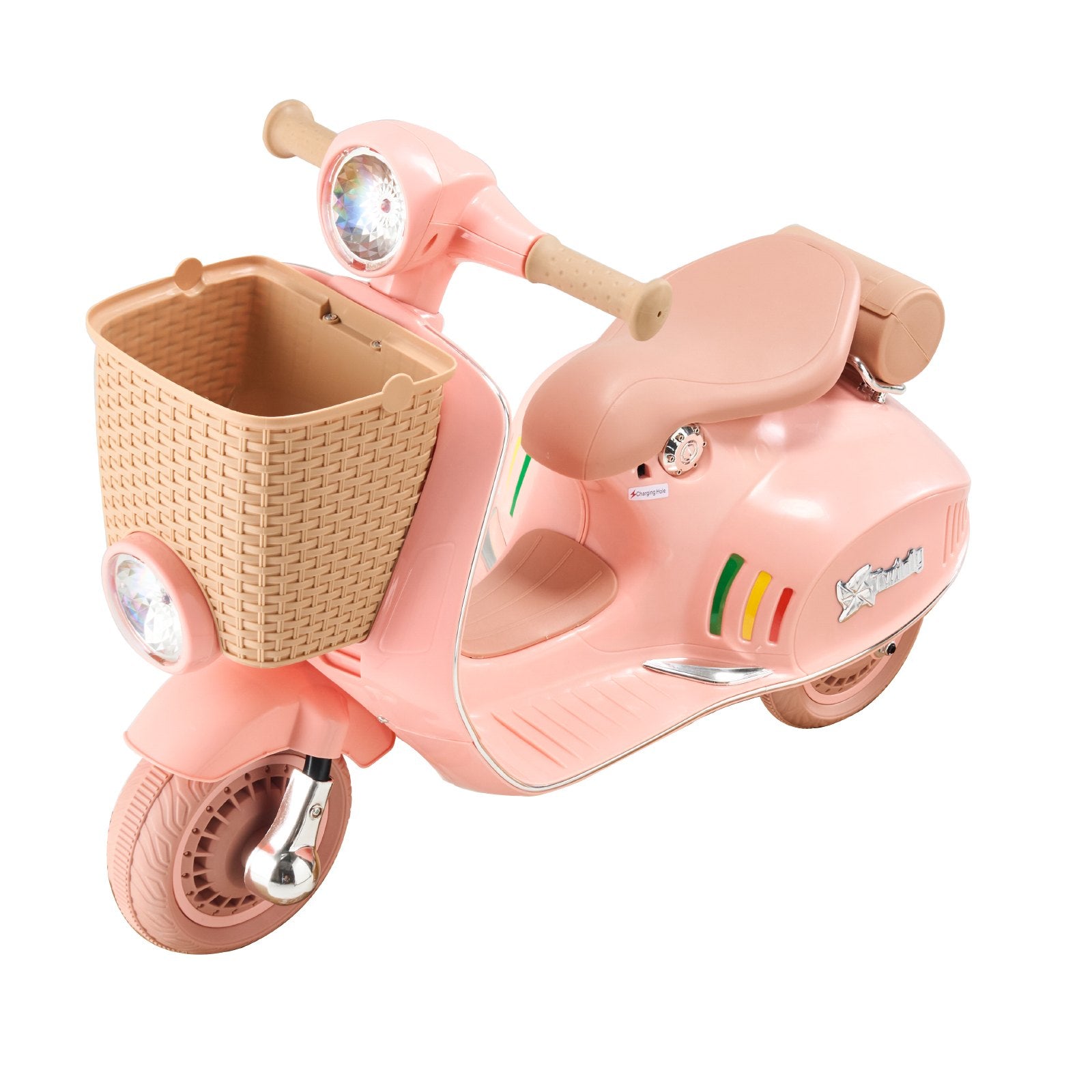6V Battery Powered Kids Ride On Motorcycle Trike, 3-Wheel Electric Toy with Headlight, Music, Bluetooth, for Boys & Girls Ages 3-4, Perfect Gift