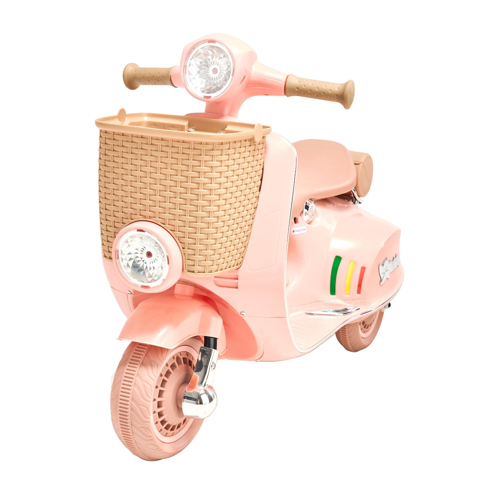 12V Electric Kids Ride On Motorcycle Trike with Bluetooth, LED Lights, Music & Basket - Safe 3-Wheel Fun for Boys & Girls Ages 3-4, Up to 2mph