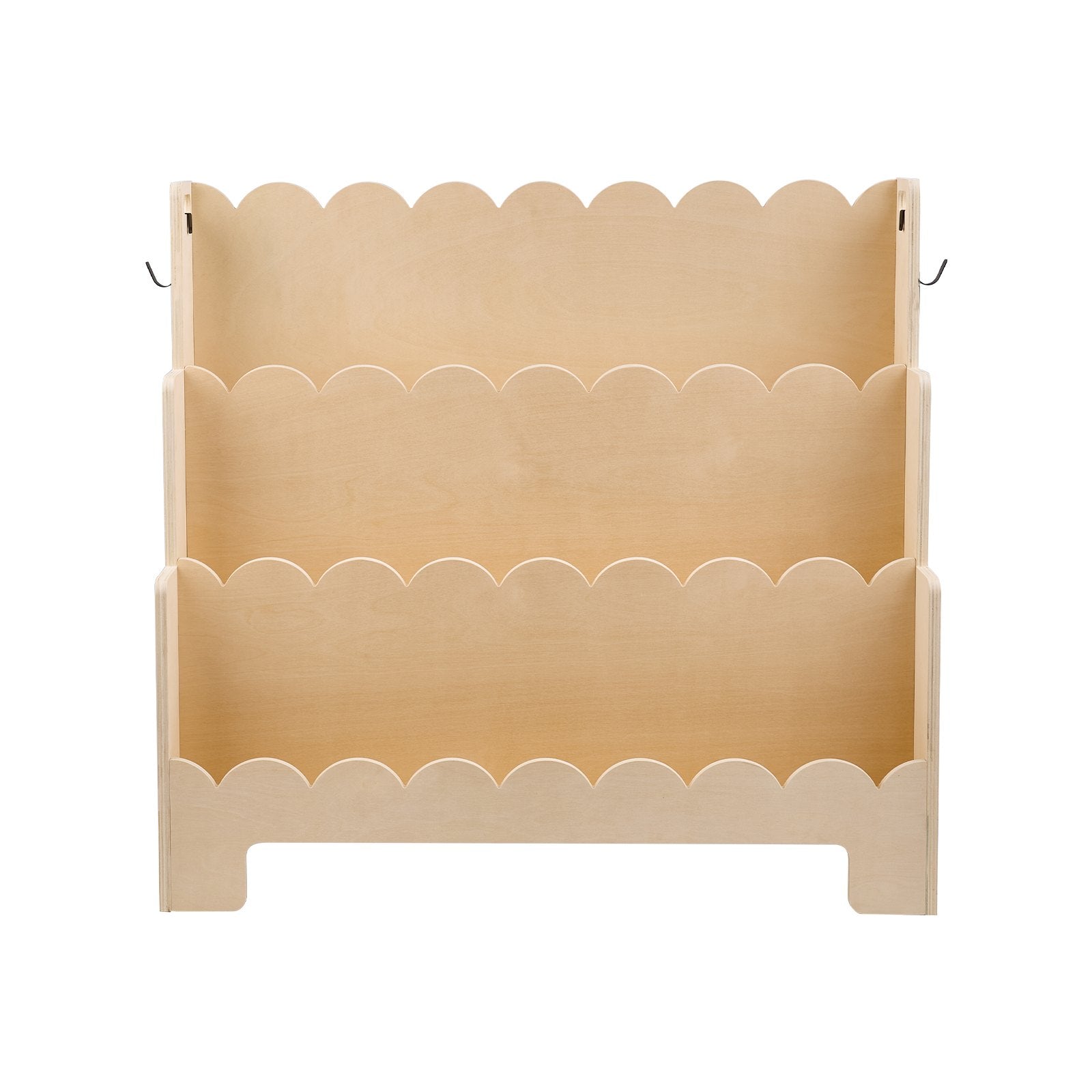 3-Tier Montessori Kids Bookshelf with Scalloped Design, Front-Facing Bookcase, Dual Backpack Hooks, Ideal for Nursery, Preschool, Entryway, or Living Room