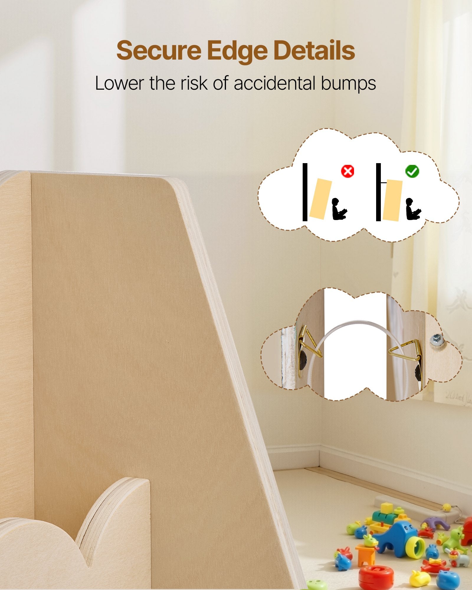 5-Tier Montessori Kids Bookshelf with Scalloped Design, Dual Backpack Hooks, Ideal for Toddlers' Rooms, Preschools, Nurseries, and Entryways