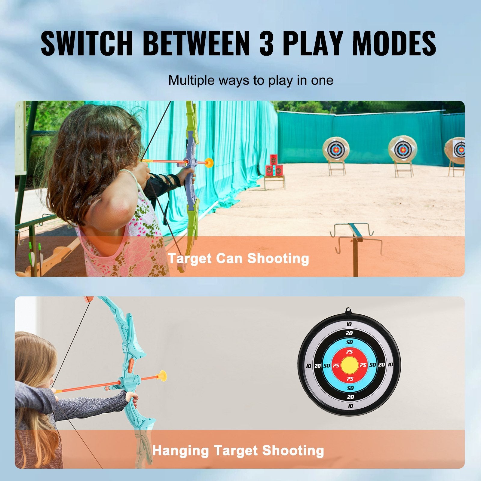 LED Light Up Archery Set for Kids - 2 Pack Bow & Arrow with 20 Suction Cup Arrows, Targets, Quivers, Outdoor Fun Gift for Ages 6+