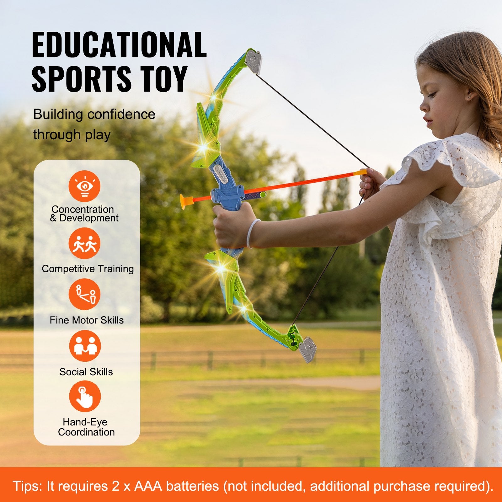 LED Light Up Archery Set for Kids - 2 Pack Bow & Arrow with 20 Suction Cup Arrows, Targets, Quivers, Outdoor Fun Gift for Ages 6+