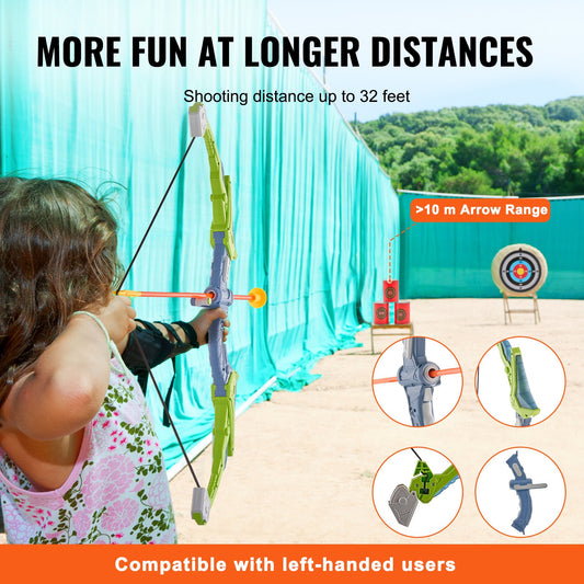 LED Archery Set for Kids: 2 Pack Bow & Arrow with Suction Cup Arrows, Quivers, Soft Bullets, Target Cans - Ideal Outdoor Toy for Boys & Girls 6+