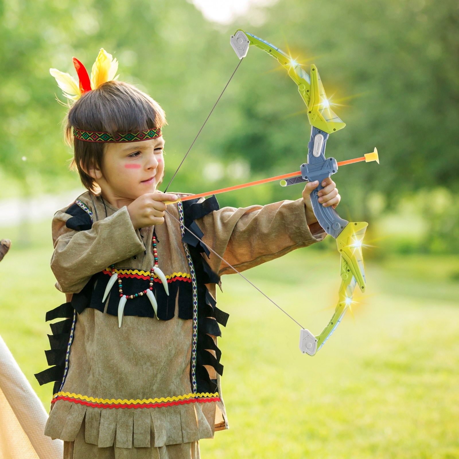 LED Archery Set for Kids: 2 Pack Bow & Arrow with Suction Cup Arrows, Quivers, Soft Bullets, Target Cans - Ideal Outdoor Toy for Boys & Girls 6+