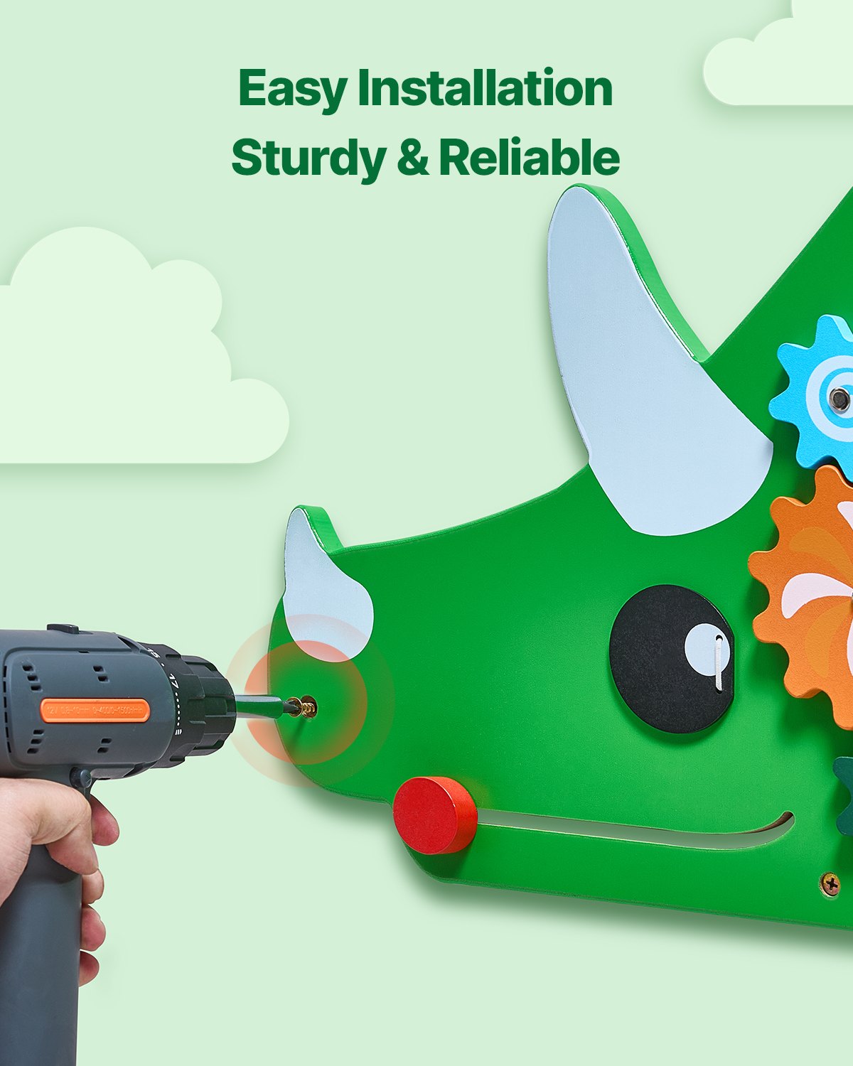 Dinosaur Sensory Wall Toy for Kids 3-12, Montessori Activity Center with 11 Engaging Games, Perfect for Playroom, Nursery & Classroom Fun