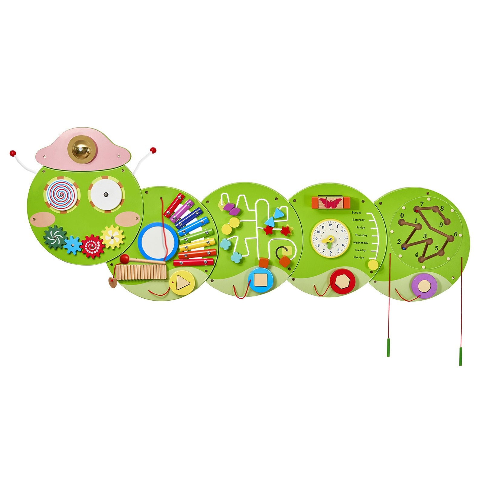 Caterpillar Sensory Activity Wall: Montessori Busy Board with 12 Engaging Activities for Kids, Perfect for Playroom, Nursery, or Classroom Fun