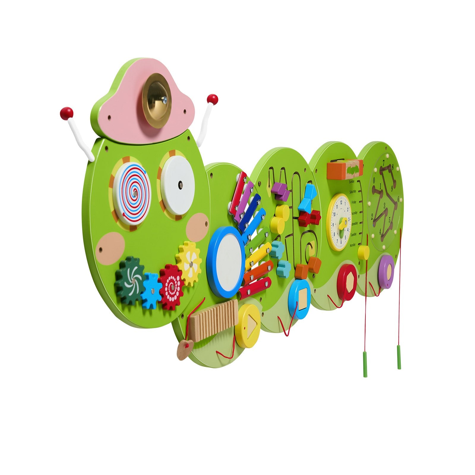 Caterpillar Sensory Activity Wall: Montessori Busy Board with 12 Engaging Activities for Kids, Perfect for Playroom, Nursery, or Classroom Fun