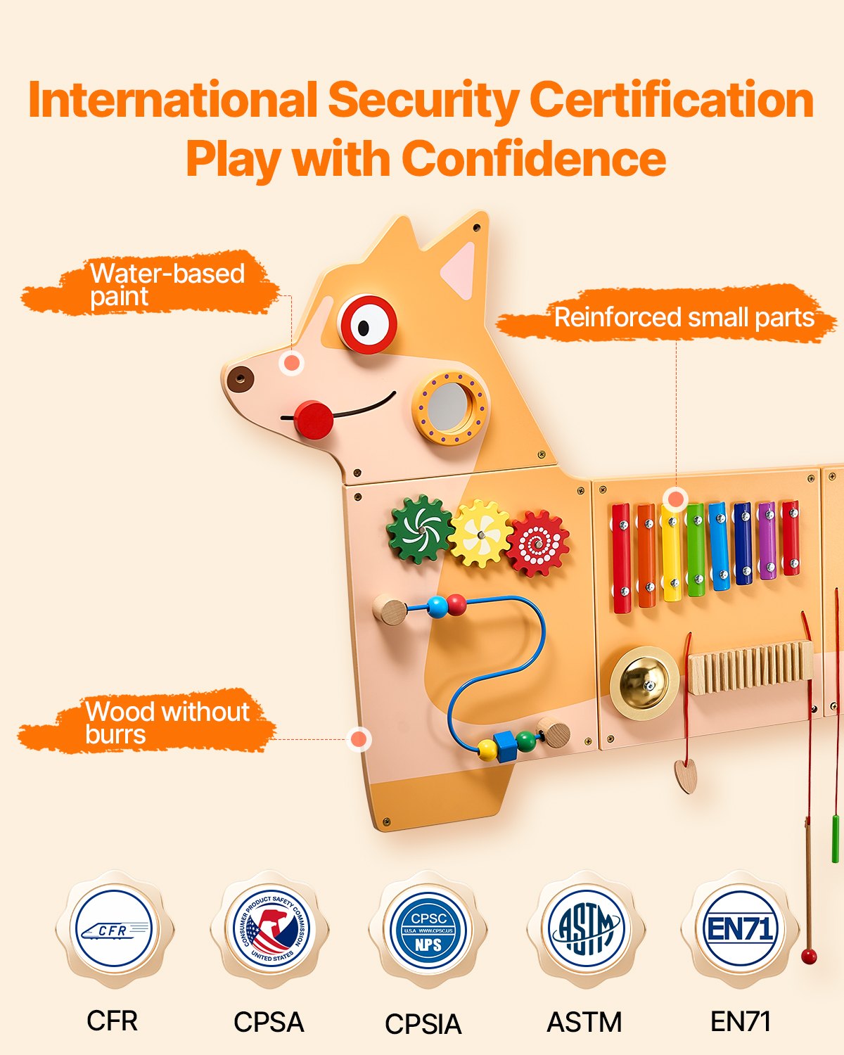 Puppy-Themed Montessori Sensory Wall Toy with 12 Engaging Activities for Kids 3-12, Ideal for Playrooms, Classrooms, & Nurseries