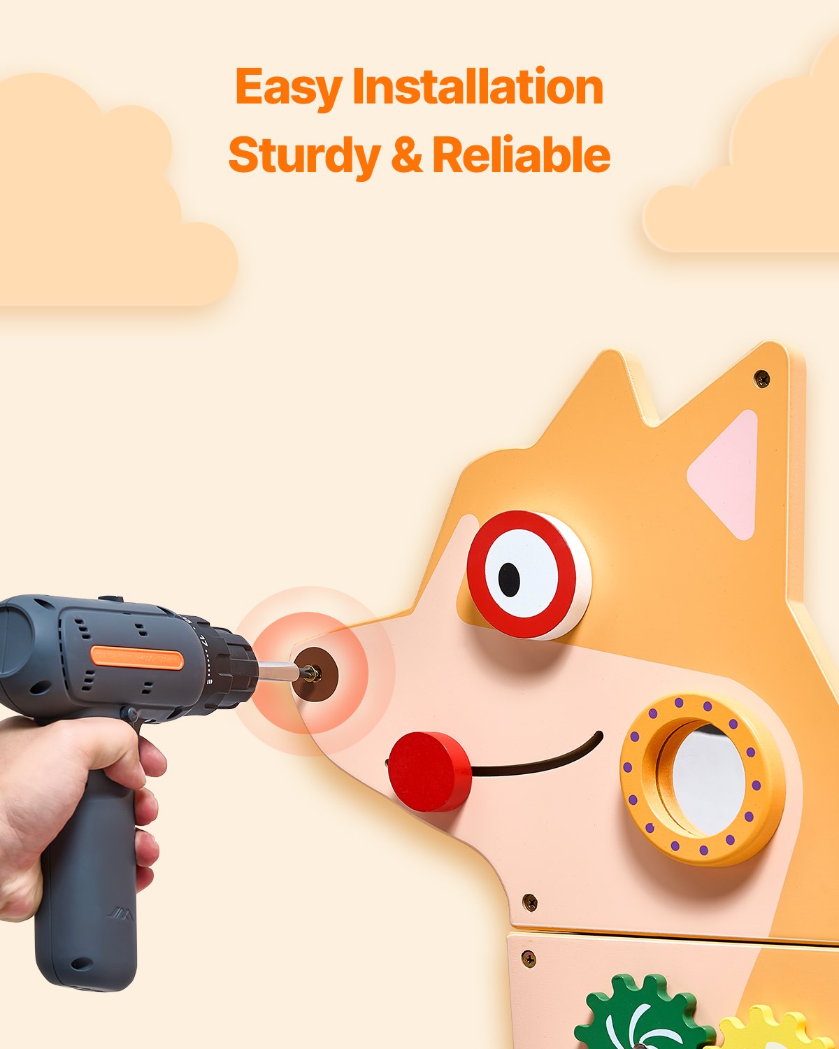 Puppy-Themed Montessori Sensory Wall Toy with 12 Engaging Activities for Kids 3-12, Ideal for Playrooms, Classrooms, & Nurseries