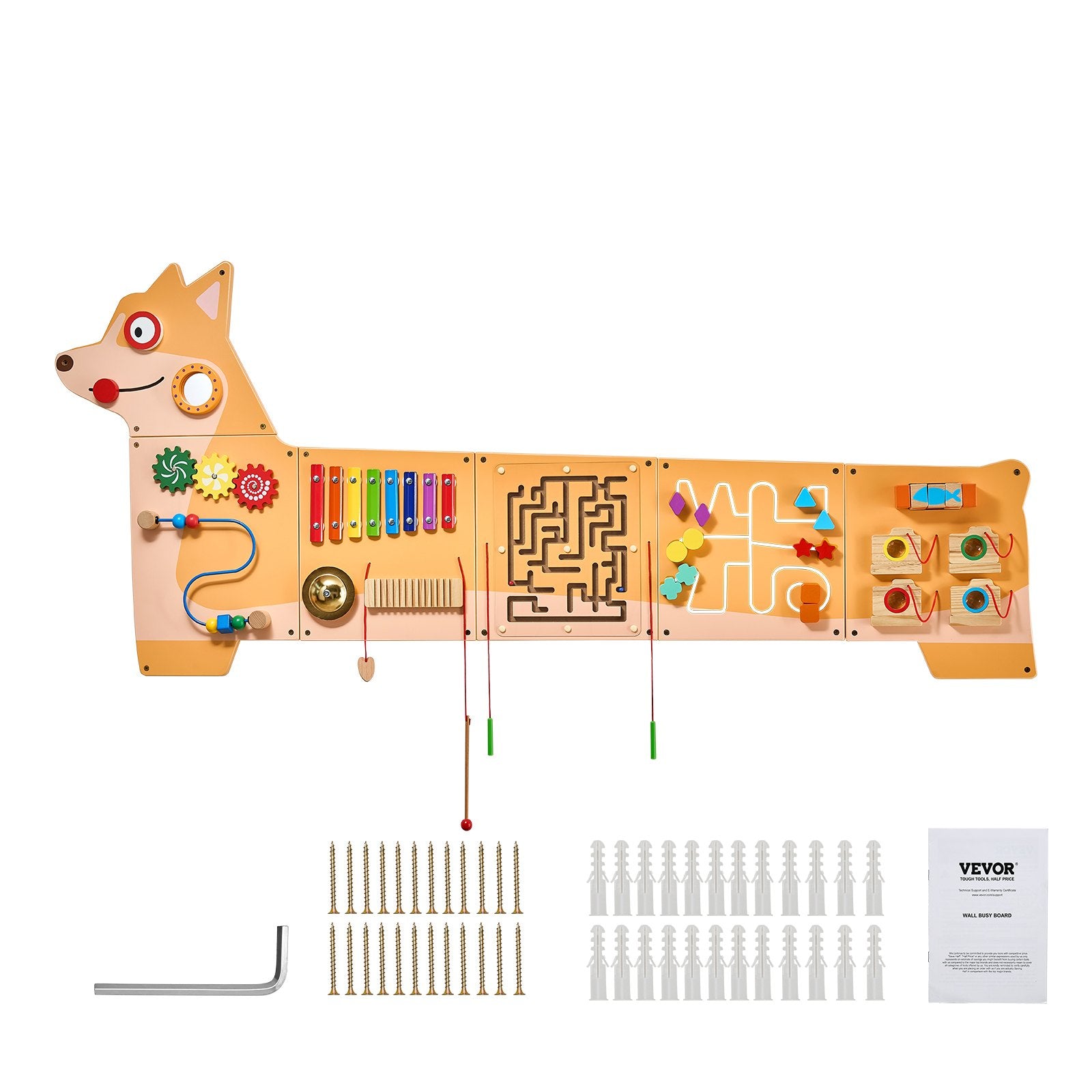 Puppy-Themed Montessori Sensory Wall Toy with 12 Engaging Activities for Kids 3-12, Ideal for Playrooms, Classrooms, & Nurseries