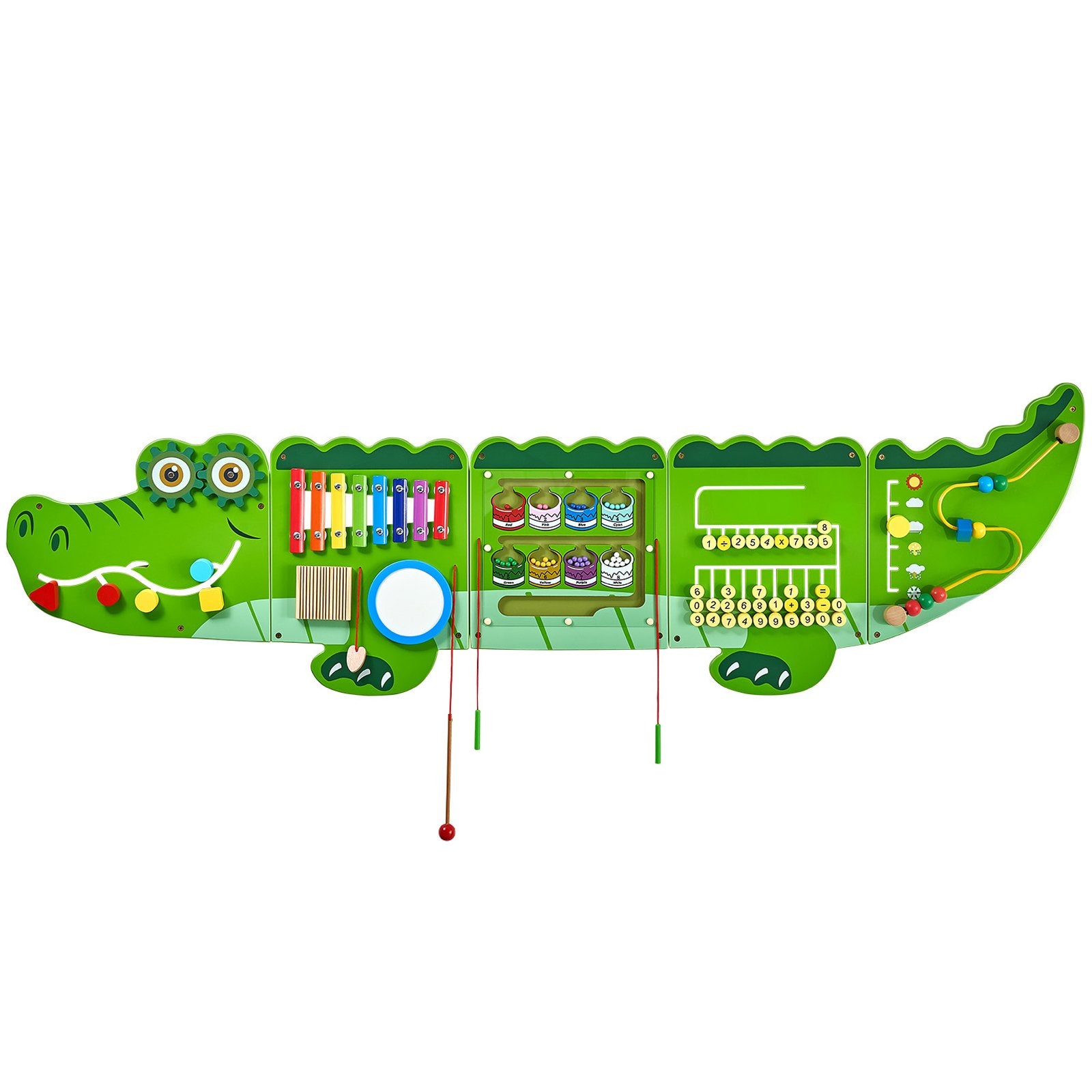 Crocodile Themed Montessori Sensory Wall Panels with 9 Engaging Activities for Kids 3-12, Ideal for Playroom, Nursery, Classroom Fun