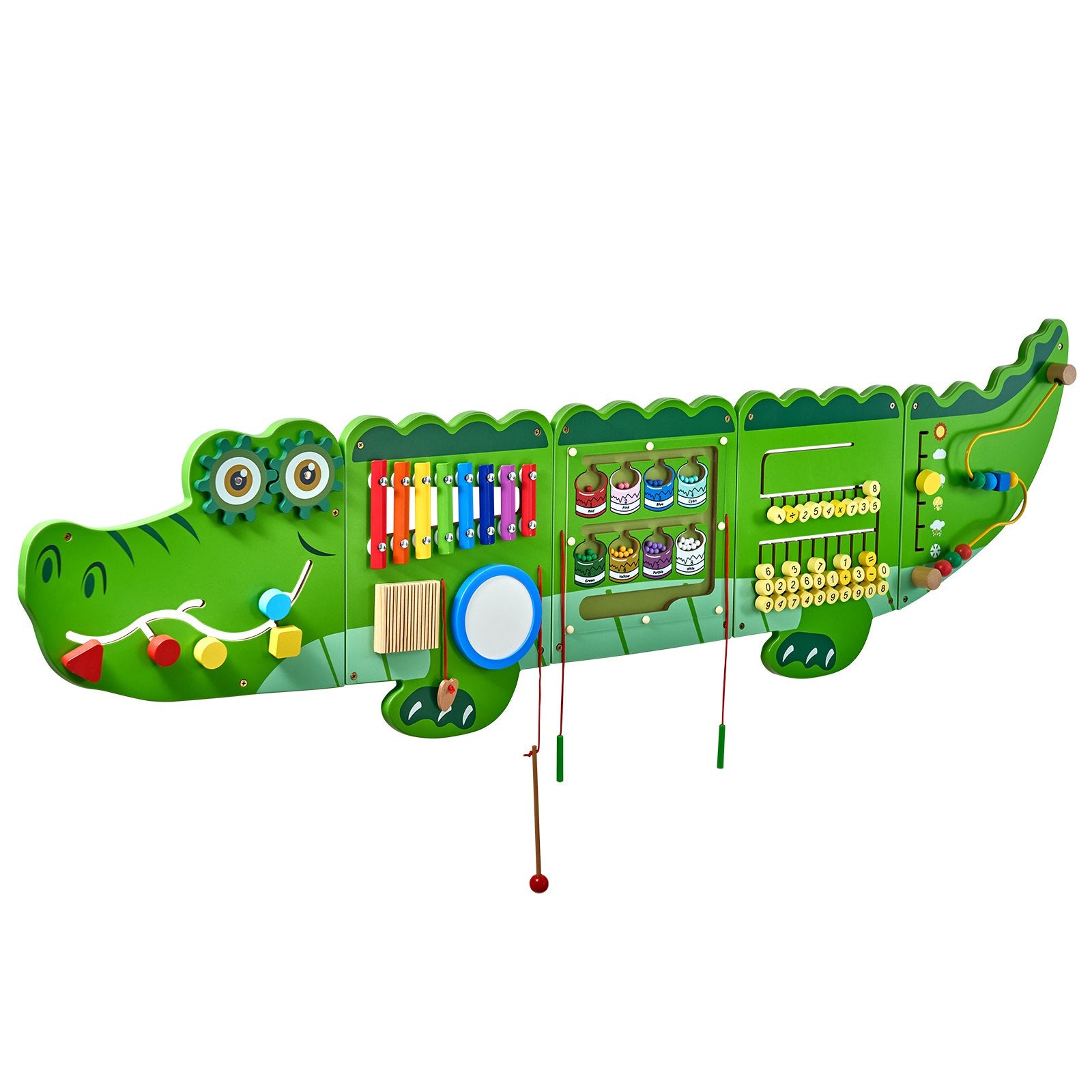 Crocodile Themed Montessori Sensory Wall Panels with 9 Engaging Activities for Kids 3-12, Ideal for Playroom, Nursery, Classroom Fun