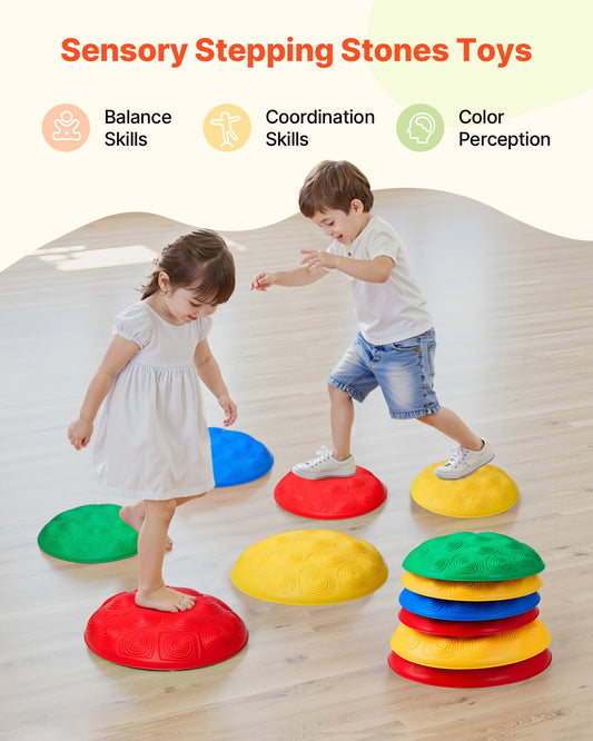 Turtle Balance Stepping Stones Set for Kids - 6 PCS, 220 lbs Capacity, Toddler Obstacle Course, Sensory Game, Indoor Outdoor Play for Ages 3-8+