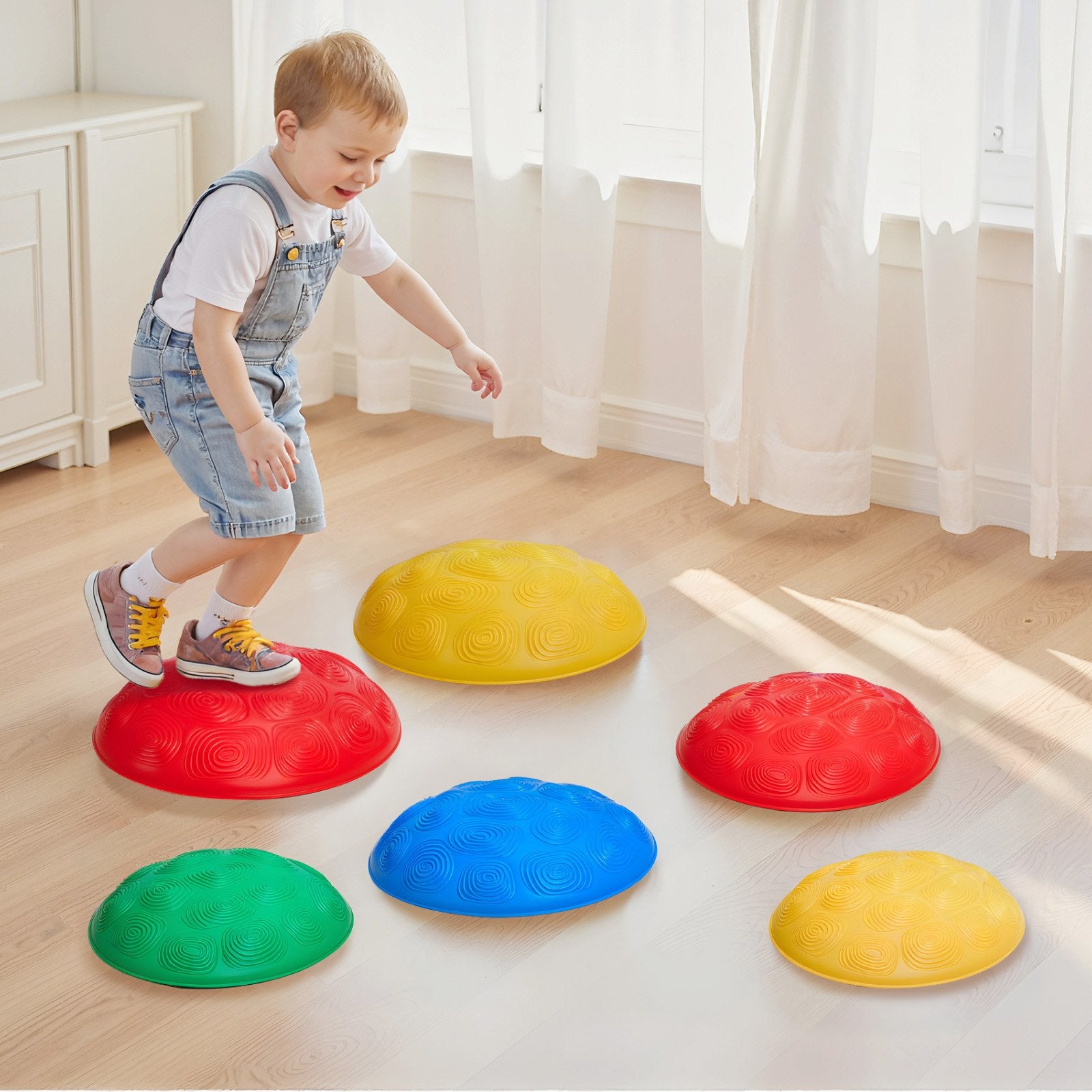Turtle Balance Stepping Stones Set for Kids - 6 PCS, 220 lbs Capacity, Toddler Obstacle Course, Sensory Game, Indoor Outdoor Play for Ages 3-8+