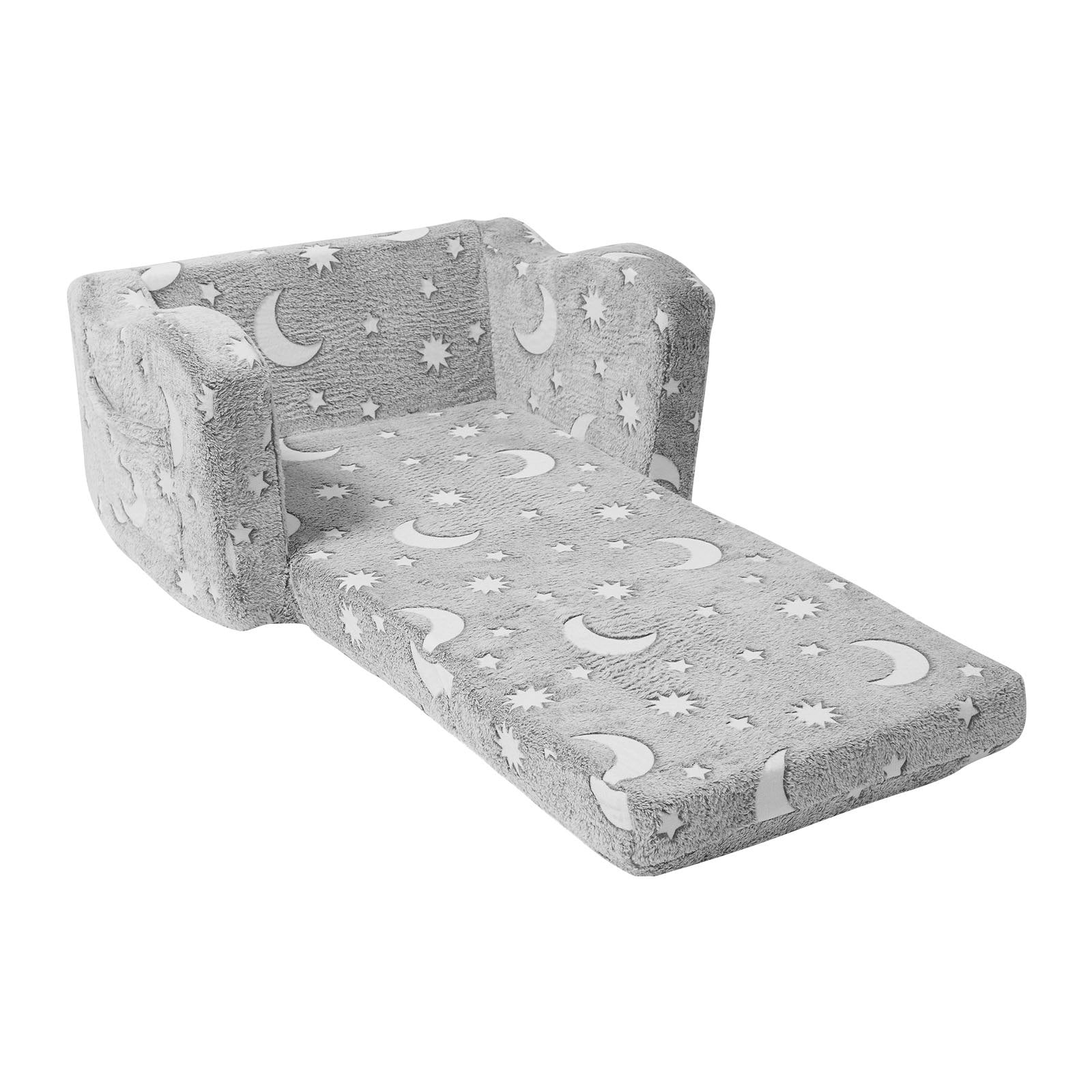 2-in-1 Convertible Glow-in-the-Dark Sofa for Kids - Extra Soft Flip-out Couch Chair for Bedroom, Playroom Lounger, Premium 25D Sponge