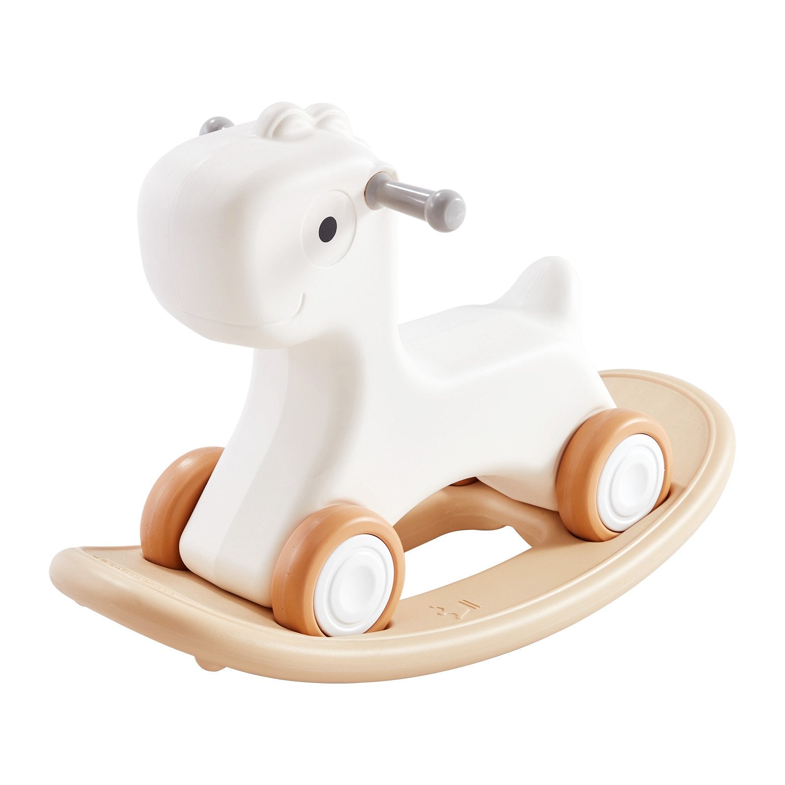 Versatile 3-in-1 White Rocking Horse for Toddlers with Detachable Balance Board, Smooth Wheels, 80 lbs Capacity, Safe HDPE Material, Ages 1-3