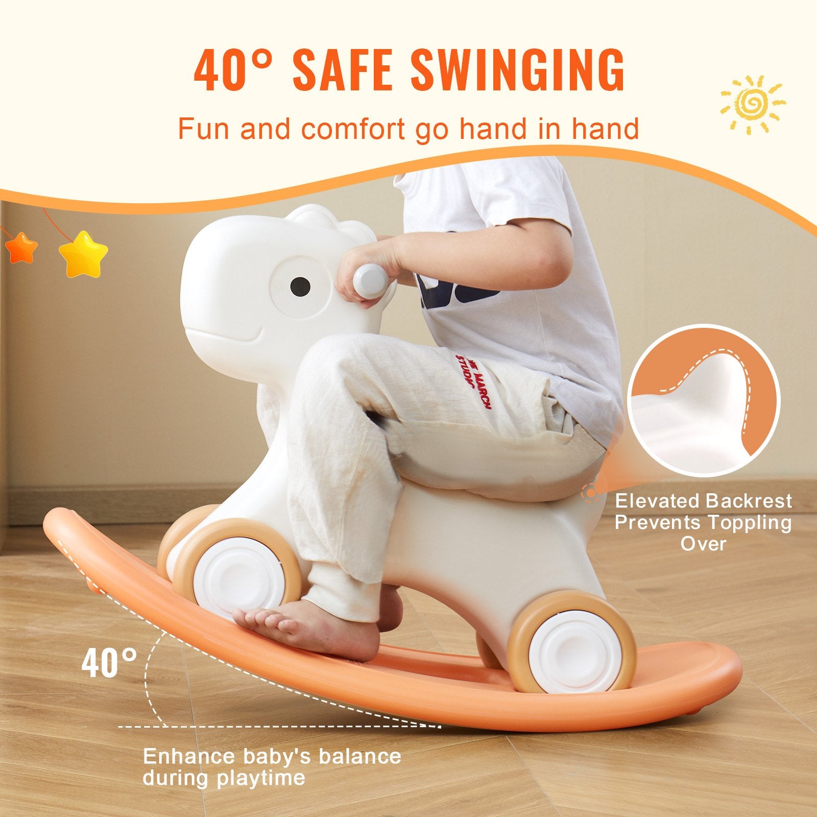 3-in-1 Toddler Rocking Horse Ride-On Toy with Detachable Balance Board, Smooth Wheels, HDPE Material, 80 lbs Capacity, Red, Ages 1-3