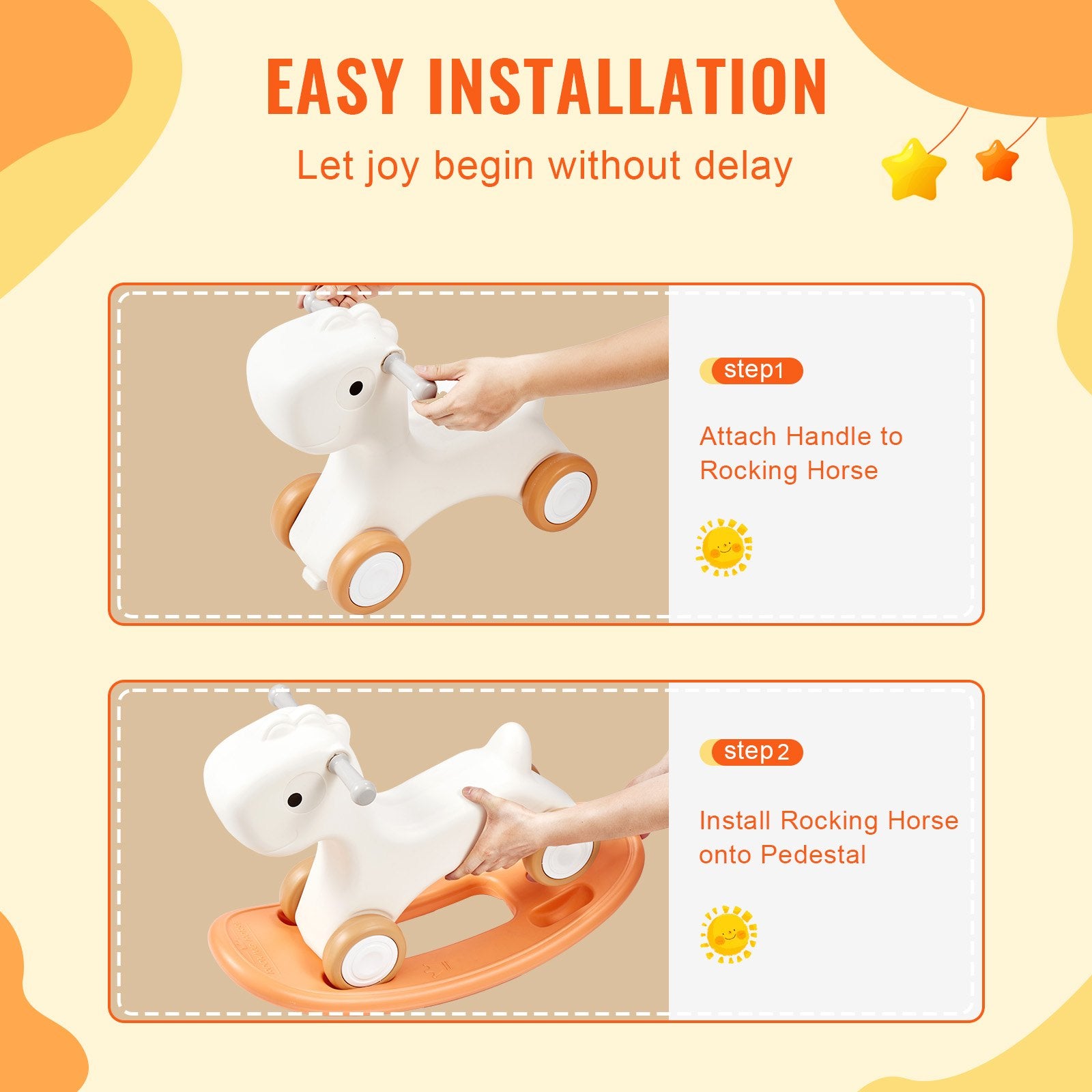 3-in-1 Toddler Rocking Horse Ride-On Toy with Detachable Balance Board, Smooth Wheels, HDPE Material, 80 lbs Capacity, Red, Ages 1-3