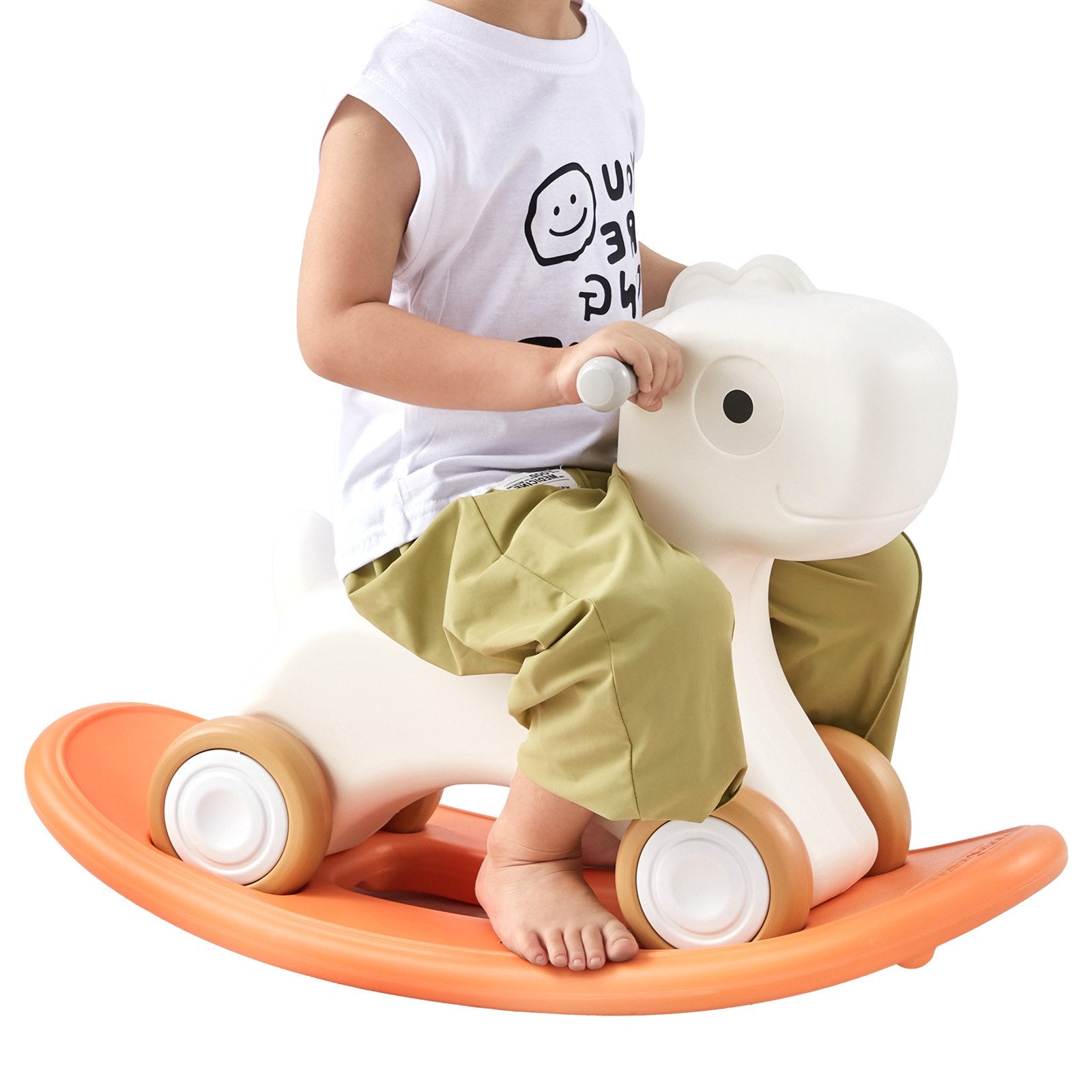 3-in-1 Toddler Rocking Horse Ride-On Toy with Detachable Balance Board, Smooth Wheels, HDPE Material, 80 lbs Capacity, Red, Ages 1-3