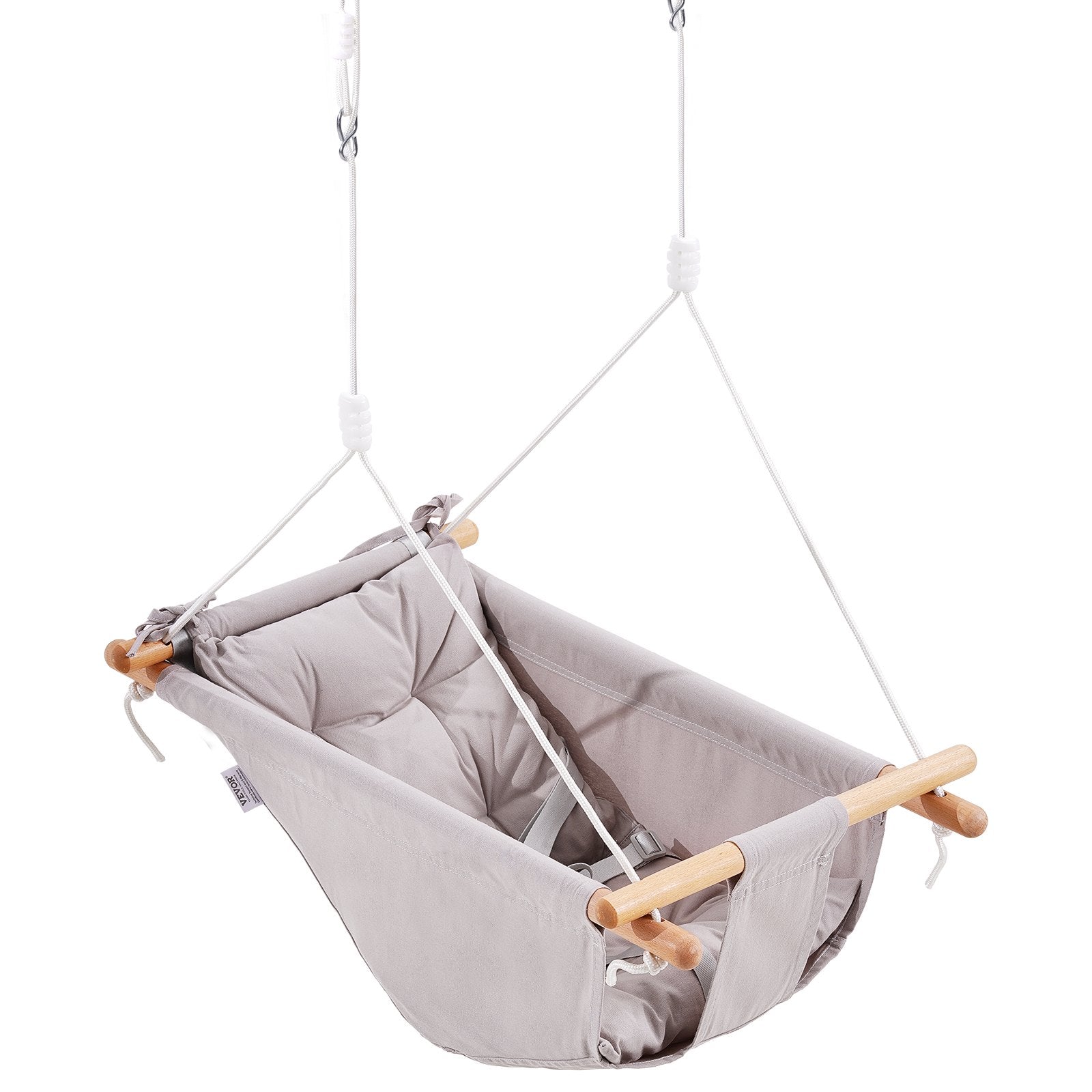 Canvas Hammock Swing: Versatile Baby to Toddler Swing with 5-Point Harness, Tree Straps, Cushion, 150lbs Capacity for Indoor/Outdoor Fun