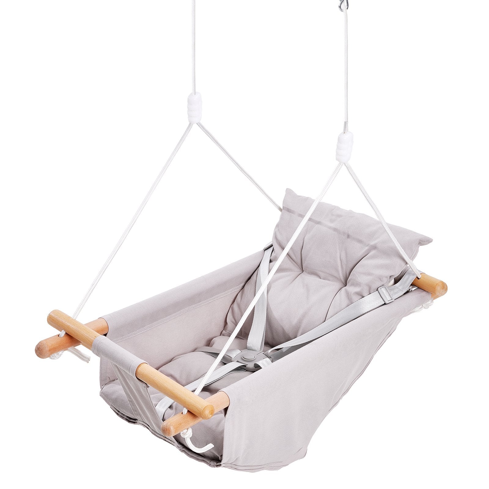 Canvas Hammock Swing: Versatile Baby to Toddler Swing with 5-Point Harness, Tree Straps, Cushion, 150lbs Capacity for Indoor/Outdoor Fun