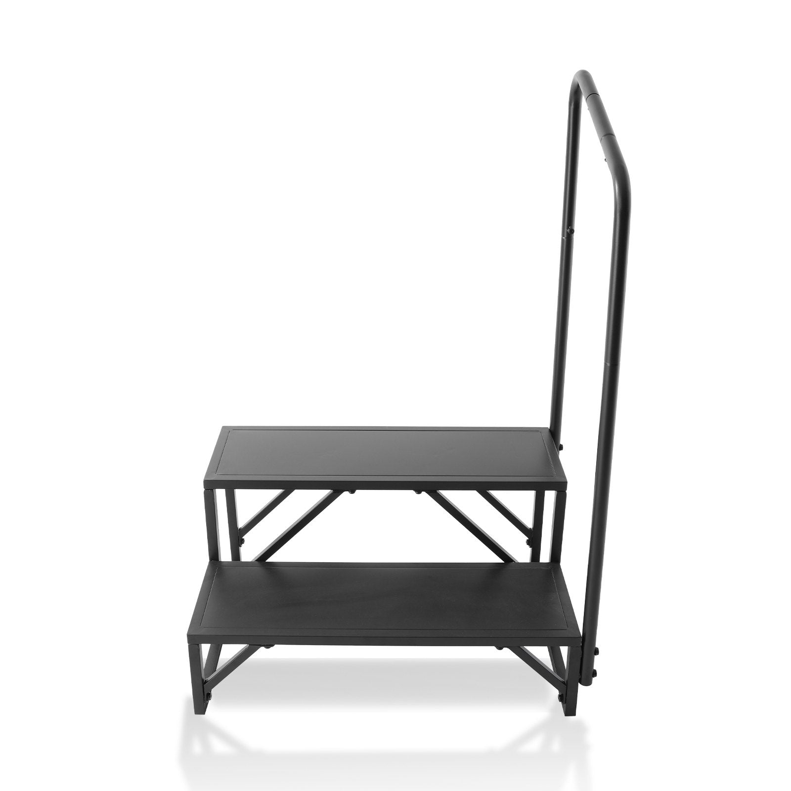 2-Step RV Stairs with Handrail, 440 LBS Capacity, Carbon Steel, Non-Slip Steps for Safe RV, Trailer, Camper Entry and Exit