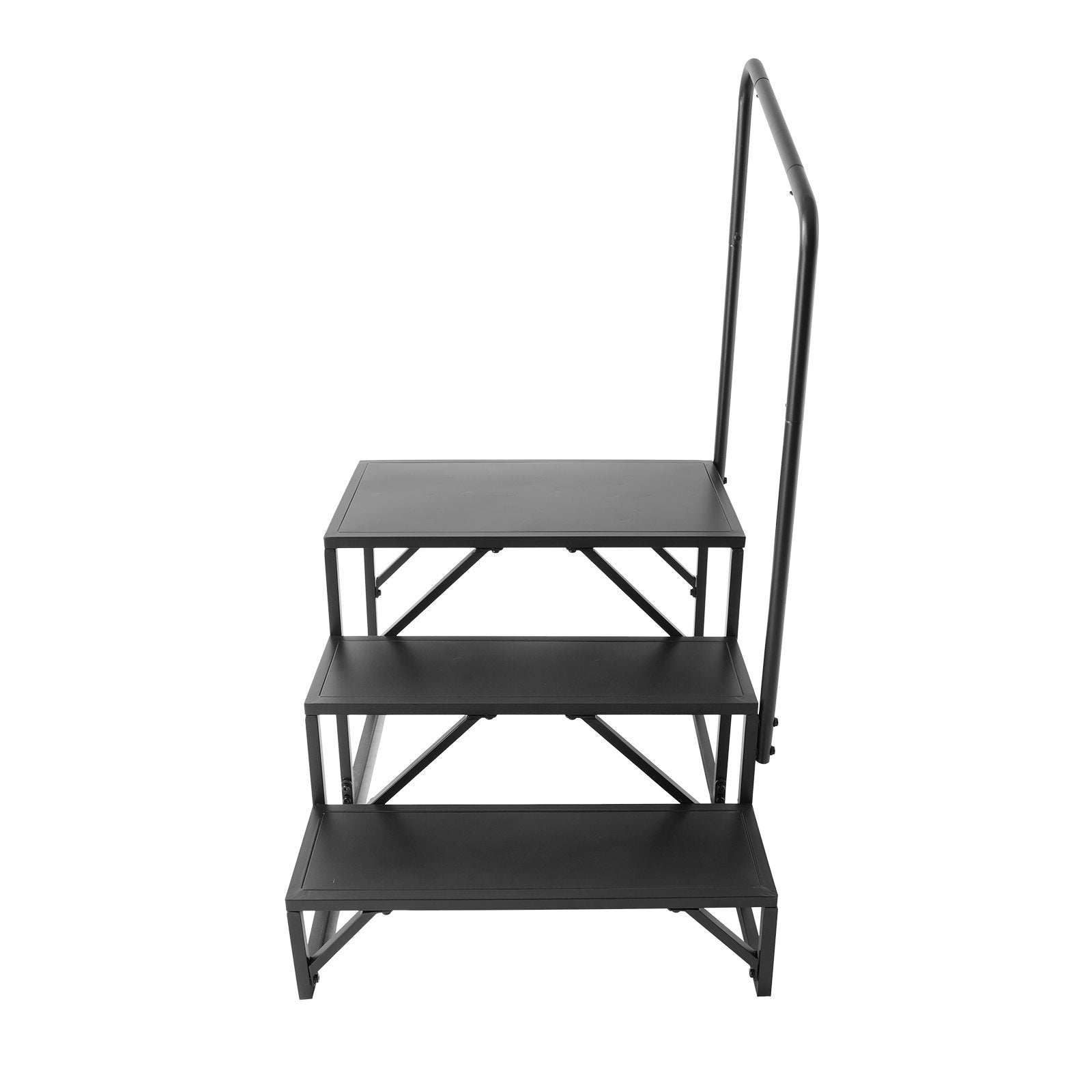3-Step RV Stairs with Handrail - Heavy-Duty 440 LBS Capacity, Non-Slip Carbon Steel Steps for Safe RV, Trailer, Camper Access