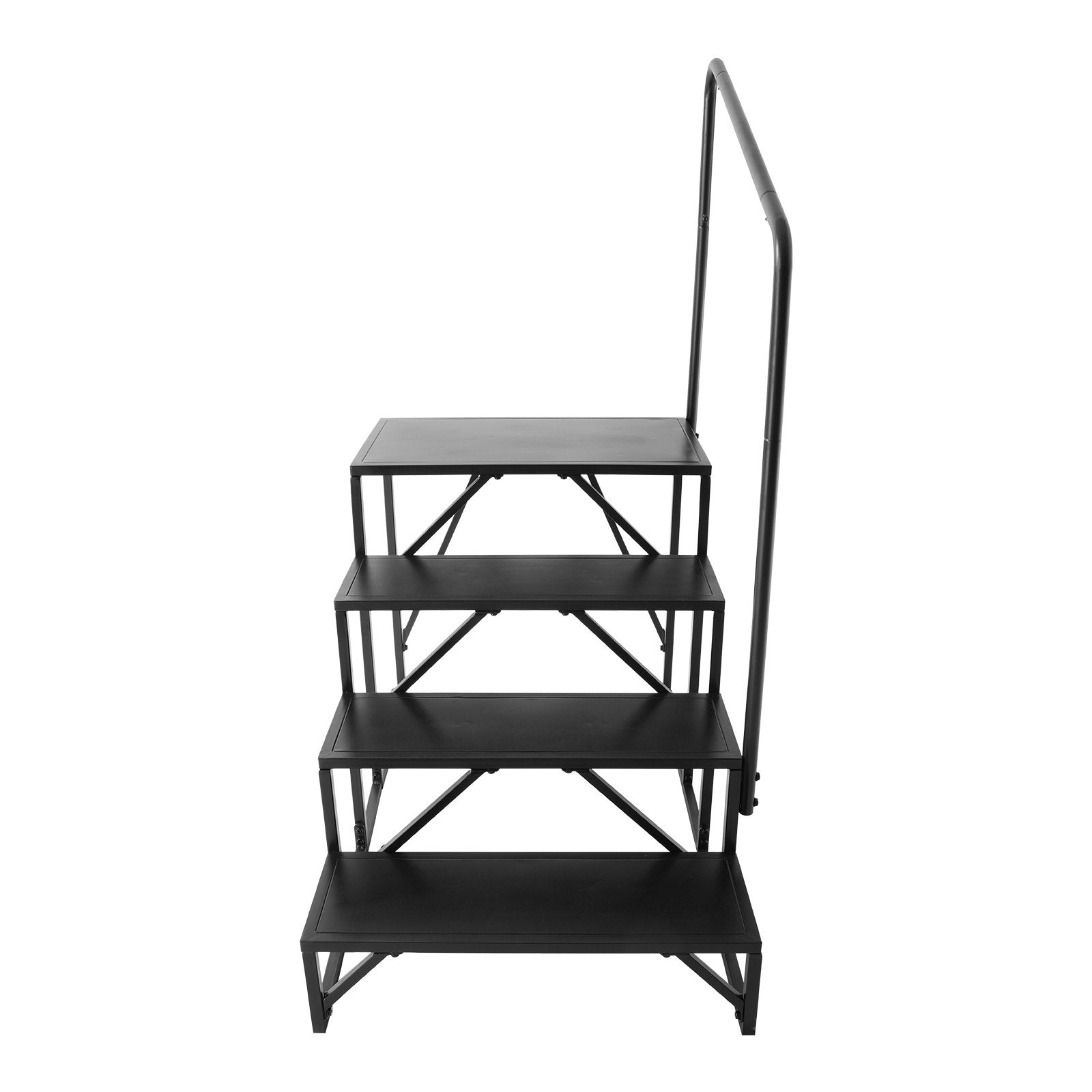 Heavy-Duty 4-Step RV Staircase with Handrail, Carbon Steel, Non-Slip Design, 440 LBS Capacity for Safe RV, Trailer, Camper Access