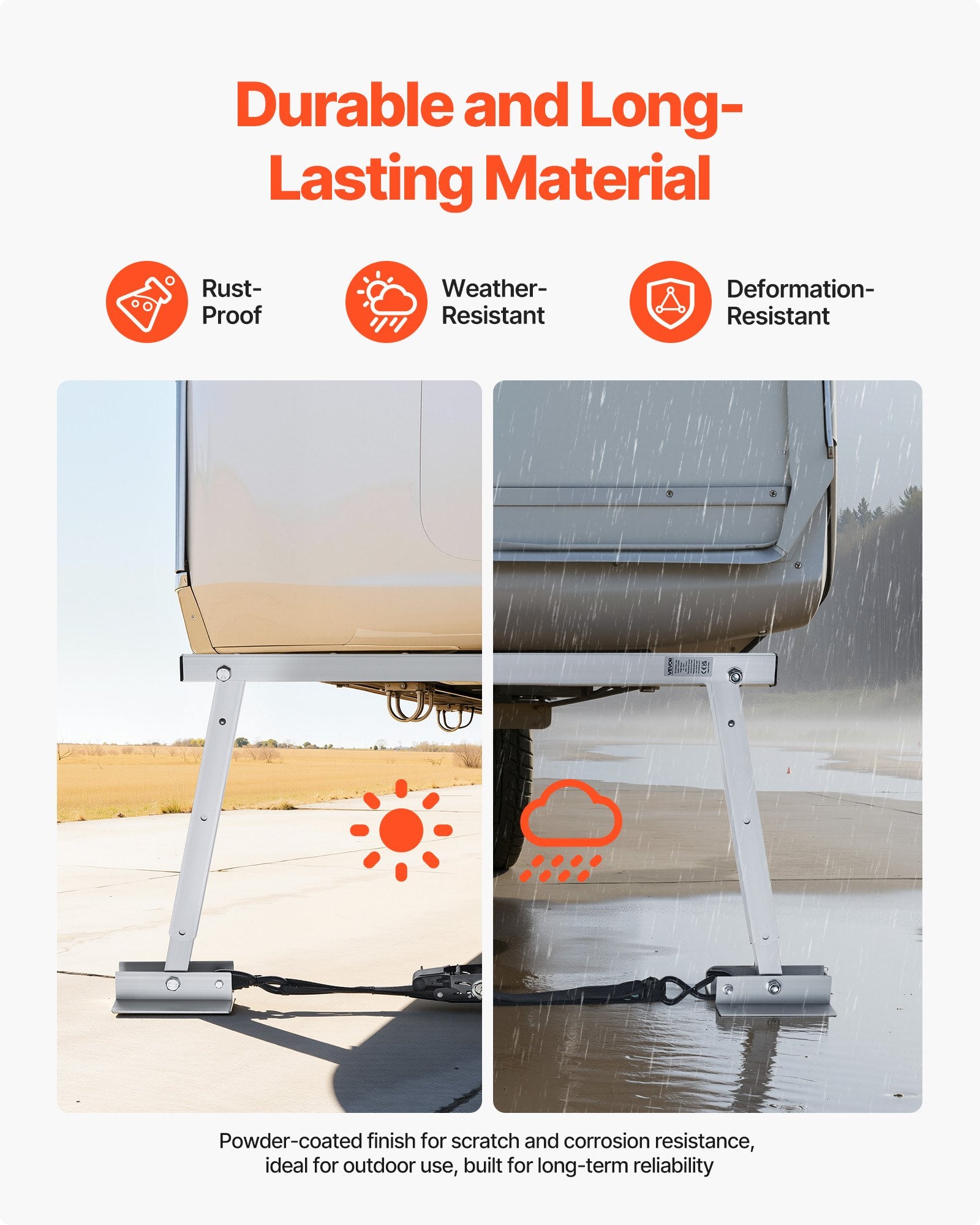 Universal RV Bumper Stabilizer Pair for Trailers & Campers - Compact Foldable Design, Adjustable Height 12-28 Inches, Reduces Wobble, Durable Alloy Frame