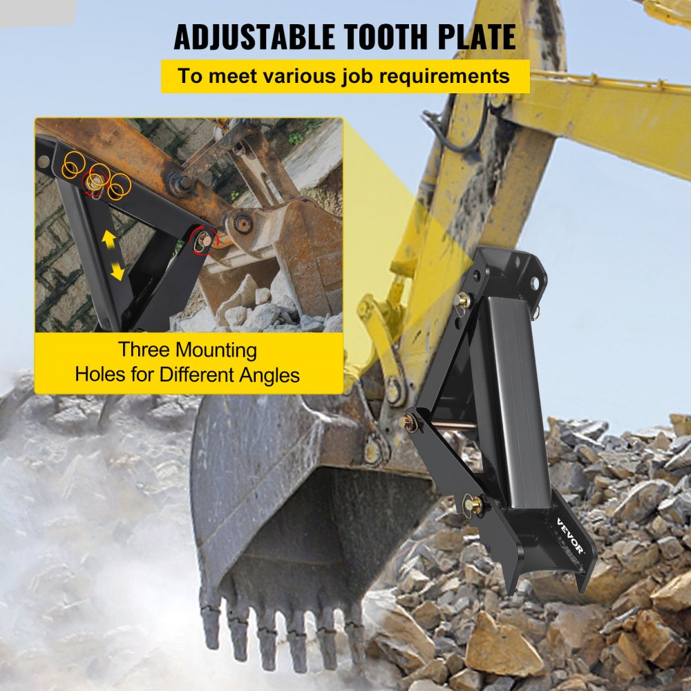 Heavy Duty 18" Excavator Thumb Attachment with 1/2" Teeth and Adjustable Bolt-On Design for Backhoe