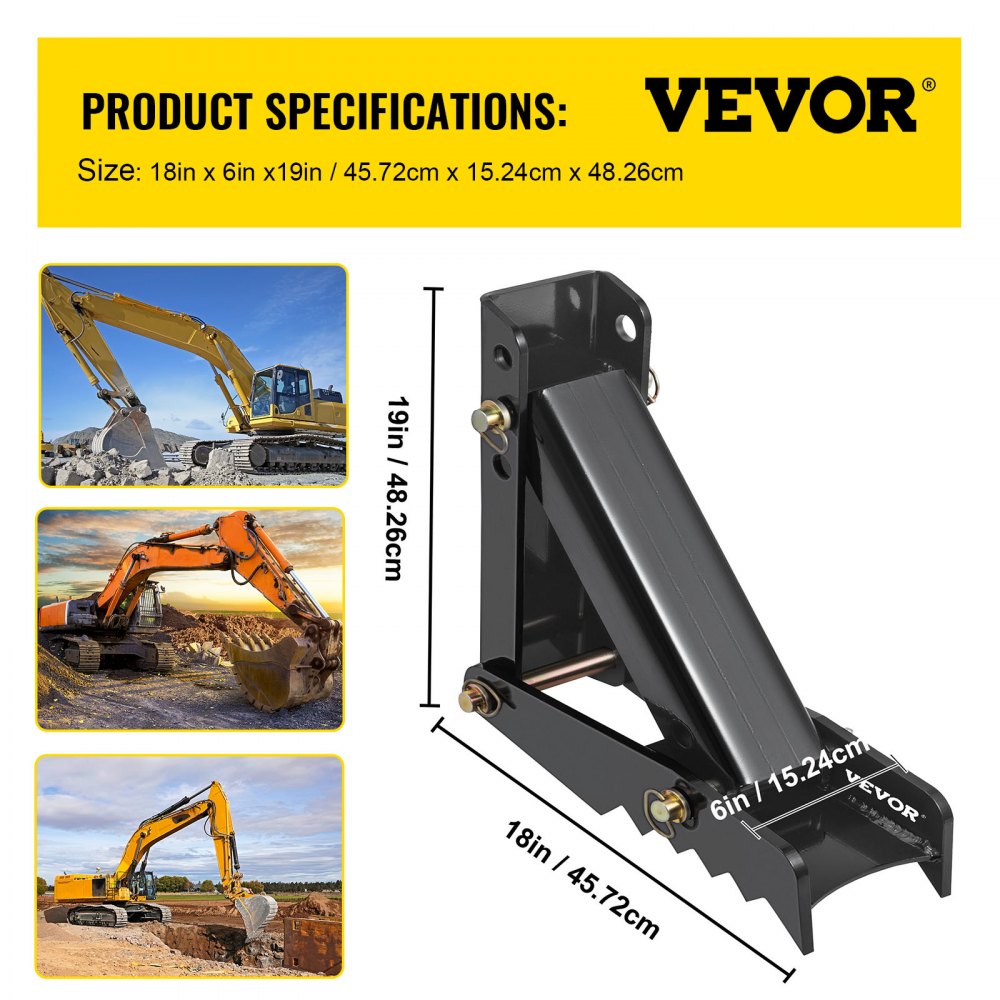 Heavy Duty 18" Excavator Thumb Attachment with 1/2" Teeth and Adjustable Bolt-On Design for Backhoe