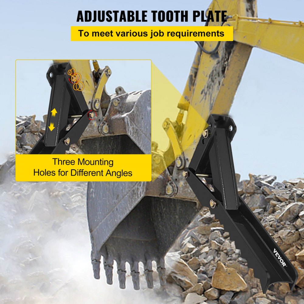 VEVOR 36 inch Backhoe Excavator Thumb Attachments Adjustable Extreme Weld On Backhoe Thumb Hoe Clamp 1/2Inch Teeth Thick Steel Plate 16MM Assembly Bolt-On Design