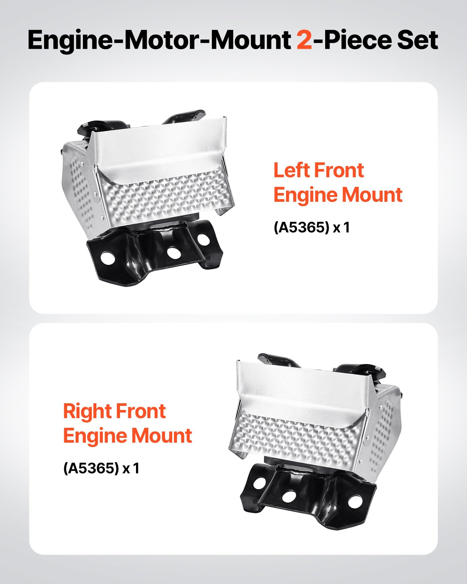 Chevrolet Silverado 1500 5.3L V8 Engine Motor Mounts Kit, Set of 2, OE# A5365 Replacement for 2007-2013, Front Left & Right Secure Support