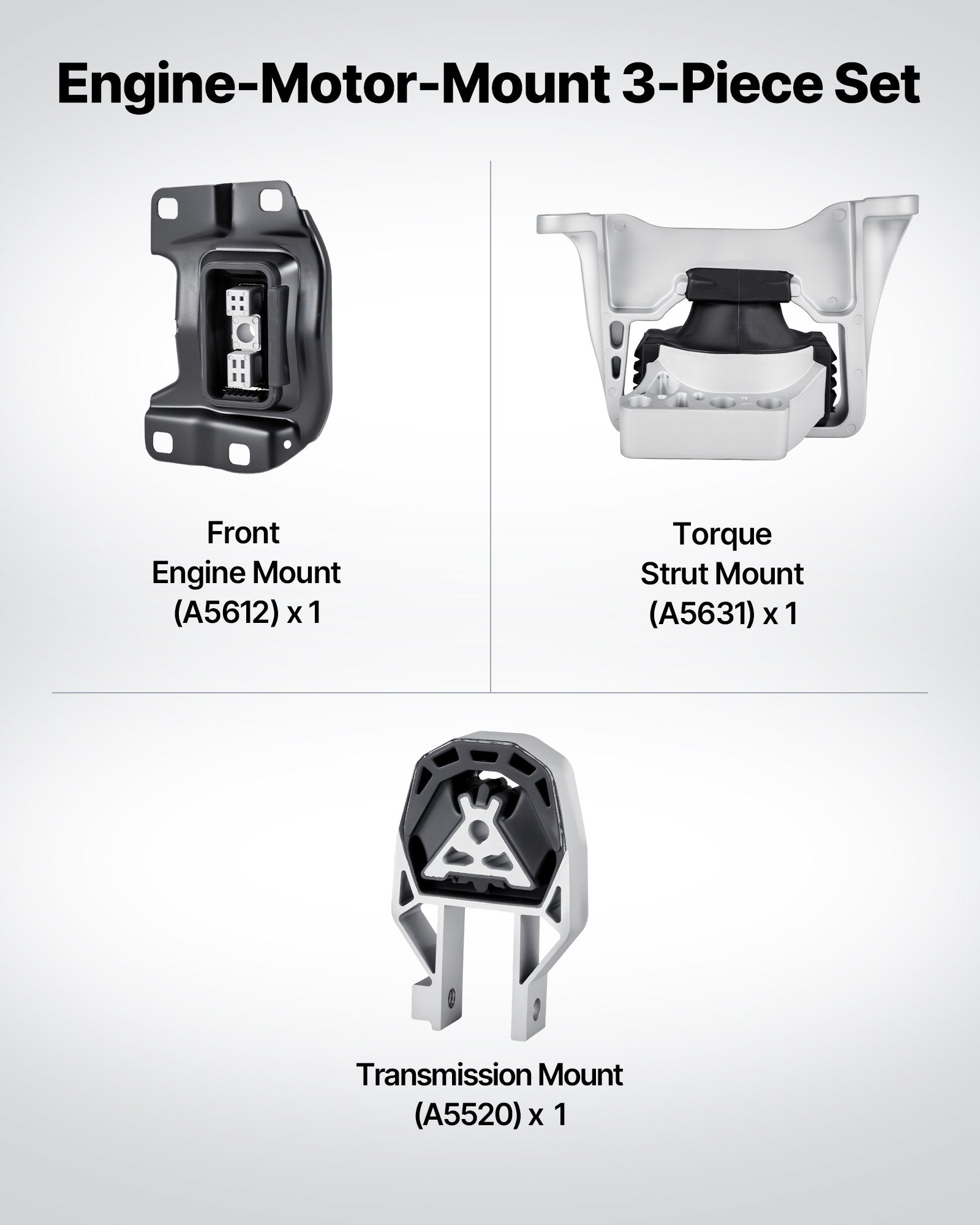 Engine & Transmission Mount Kit for 2013–2019 Ford Escape 2.0L L4 - Secure, Stable Support, Easy Installation, Enhanced Longevity, OE# A5612, A5631, A5520