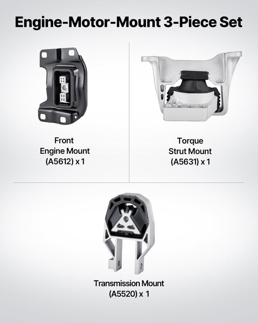 Engine & Transmission Mount Kit for 2013–2019 Ford Escape 2.0L L4 - Secure, Stable Support, Easy Installation, Enhanced Longevity, OE# A5612, A5631, A5520