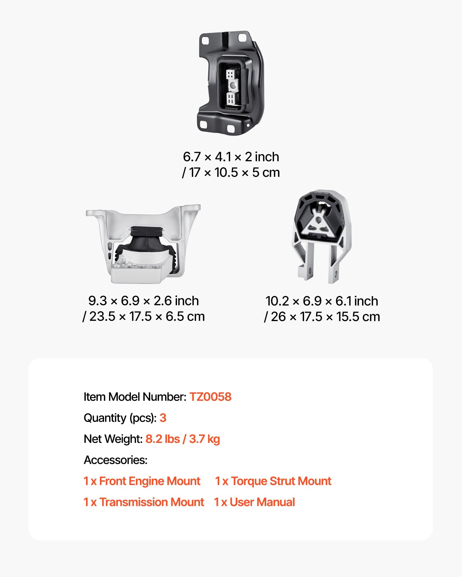 Engine & Transmission Mount Kit for 2013–2019 Ford Escape 2.0L L4 - Secure, Stable Support, Easy Installation, Enhanced Longevity, OE# A5612, A5631, A5520