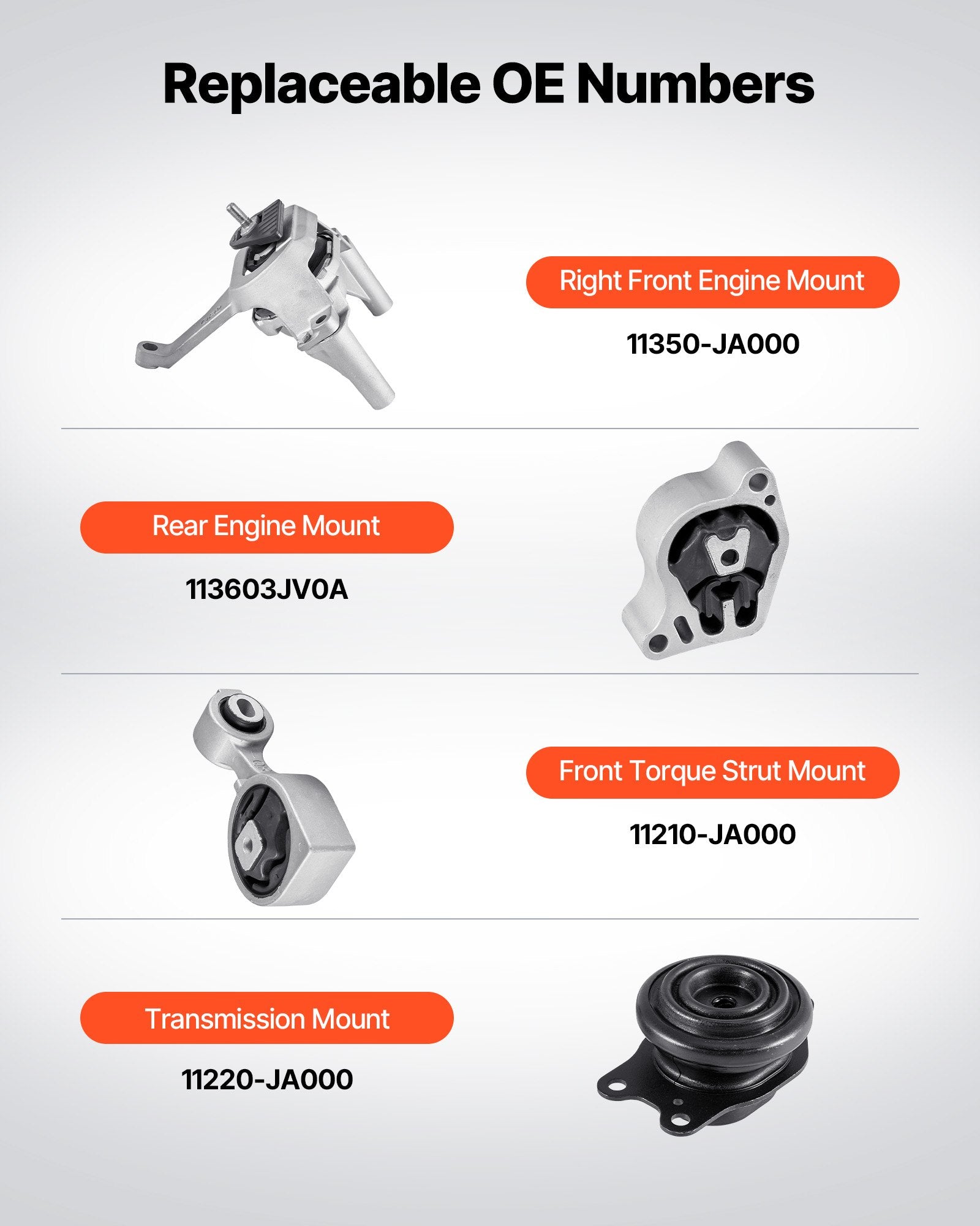 Engine and Transmission Motor Mount Kit for 2007–2017 Nissan Altima 2.5L L4 – OE# A4350, A4353, A4340, A4339 for Enhanced Stability & Comfort