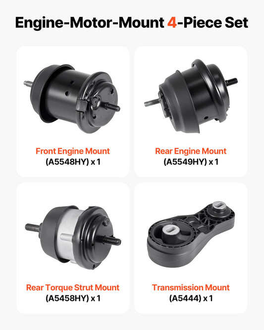 Chevrolet Traverse 2009-2017 Motor Mount Kit, Set of 4, Engine & Transmission Replacement, OE# A5548HY, A5549HY, A5458HY, A5444, Enhanced Stability & Comfort