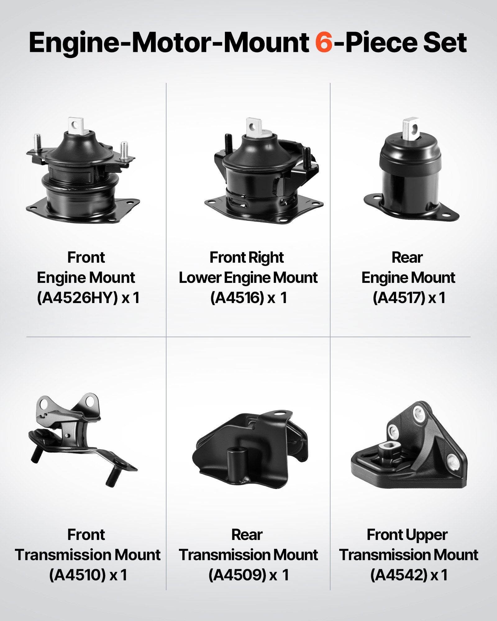 Comprehensive Engine & Transmission Mount Kit for 2003–2007 Honda Accord 2.4L L4 - OE# A4526HY, A4517, A4516, Secure Fit & Enhanced Stability