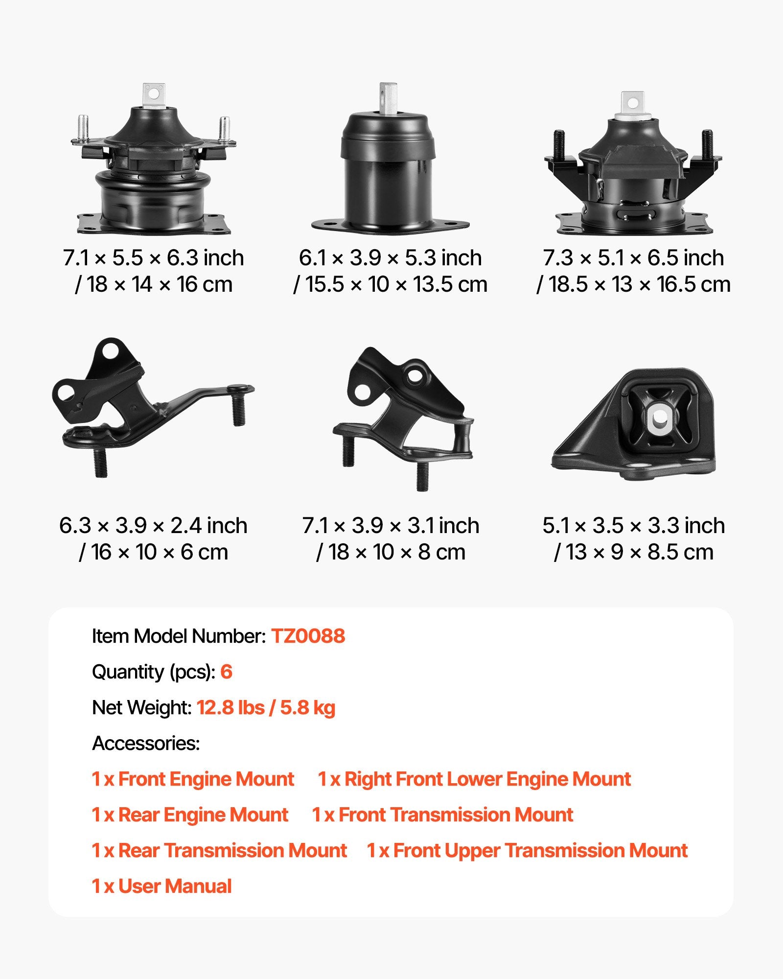 Comprehensive Engine & Transmission Mount Kit for 2003–2007 Honda Accord 2.4L L4 - OE# A4526HY, A4517, A4516, Secure Fit & Enhanced Stability