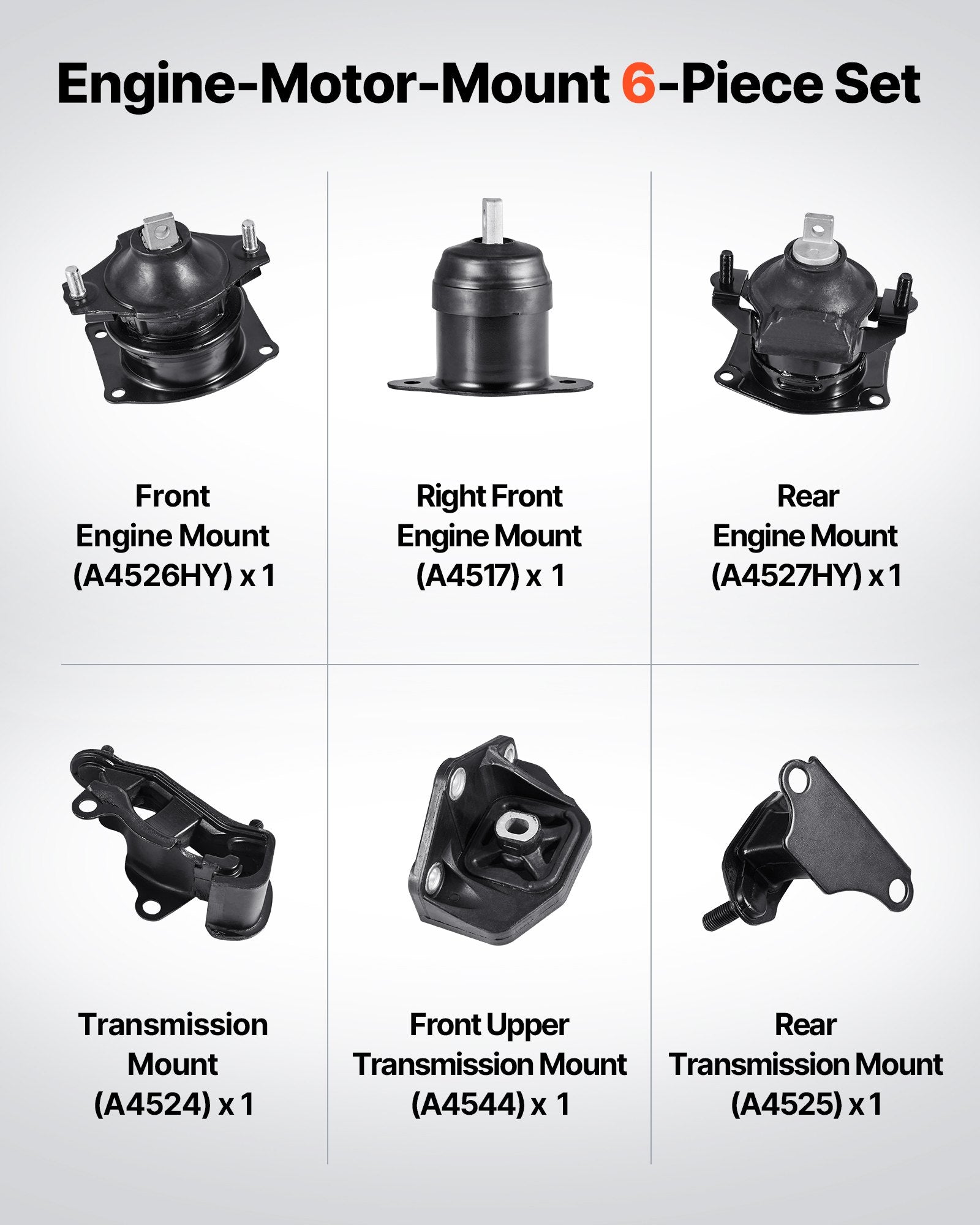 Premium Engine & Transmission Mount Kit for 2003-2007 Honda Accord V6 3.0L - 6-Piece Set with OE# Compatibility & Secure Support