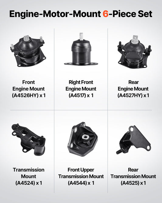 Premium Engine & Transmission Mount Kit for 2003-2007 Honda Accord V6 3.0L - 6-Piece Set with OE# Compatibility & Secure Support
