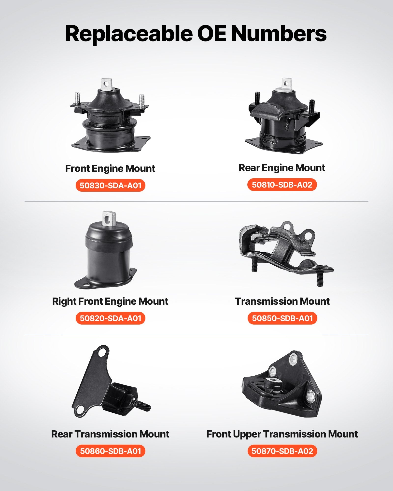 Premium Engine & Transmission Mount Kit for 2003-2007 Honda Accord V6 3.0L - 6-Piece Set with OE# Compatibility & Secure Support