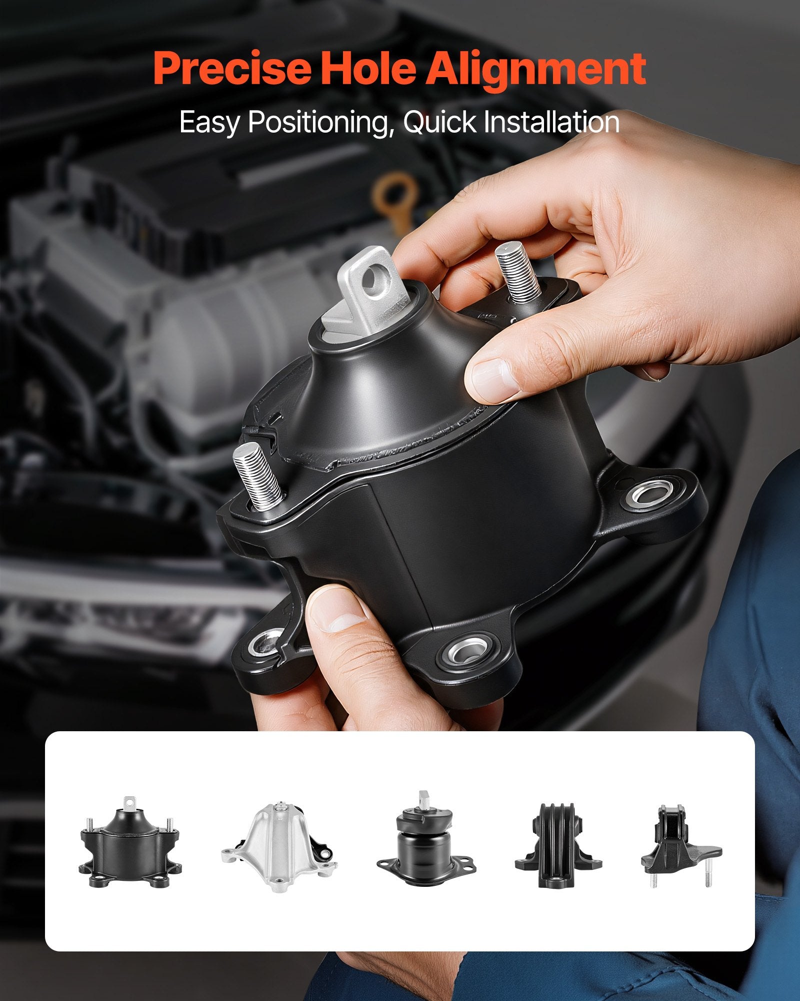 Engine & Transmission Mount Kit for 2013-2017 Honda Accord 2.4L L4 - Direct Fit, OE Compatible, Secure & Durable Support, Set of 5