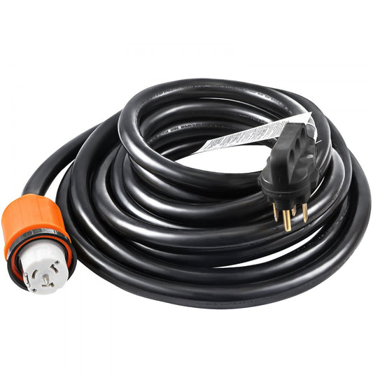 VEVOR Generator Cord, 30' Generator Power Cord with Plug in & Out Pin of Inlet Box Side, 50AMP SS2-50R/CS6375 Style Inlets Cable, 12000W Extension Cord, 125/250V Power Tested to UL Standards