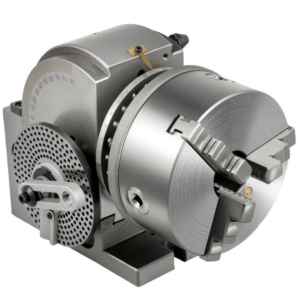 Semi Universal Dividing Head Set with 6" 3-Jaw Chuck, Tailstock, and Dividing Plates for Precision Milling, Grinding, and Drilling Operations