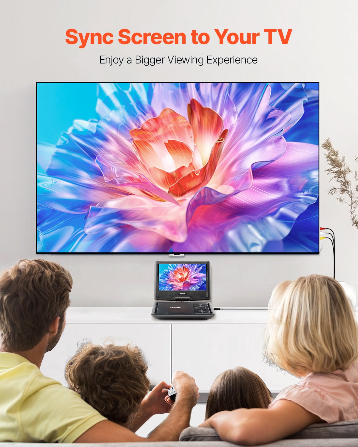 10.1" HD Portable DVD Player with Swivel Screen, 4-Hour Battery, Dual Speakers, TV/USB/SD/CD/DVD Sync, Car Charger, Remote & More
