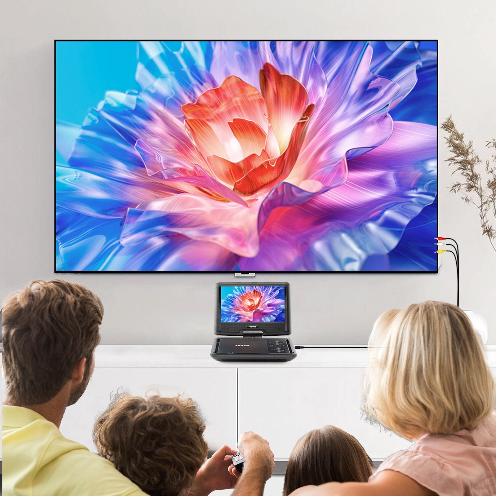 10.1" HD Portable DVD Player with Swivel Screen, 4-Hour Battery, Dual Speakers, TV/USB/SD/CD/DVD Sync, Car Charger, Remote & More